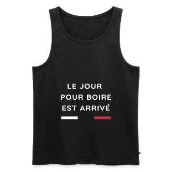 Le Jour Pour Boire Est Arrive France Humour Alcool - Débardeur bio Premium Homme - noir - Devant - Michal (187cm)