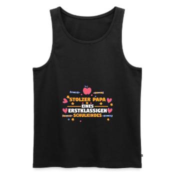 Schulkind Papa Schüler Schulanfang Vater Einschulu - Männer Premium Bio Tank Top - Schwarz - Vorne - Michal (187cm)