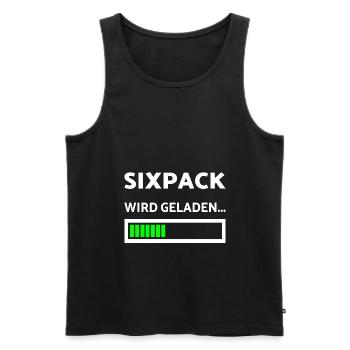 Lustiges Sport Design Sixpack wird geladen - Männer Premium Bio Tank Top - Schwarz - Vorne - Michal (187cm)