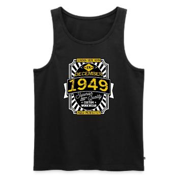 1949 DEZEMBER - Männer Premium Bio Tank Top - Schwarz - Vorne - AI Model Male 178 light (178cm)