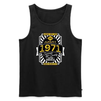 AUGUST 1971 - Männer Premium Bio Tank Top - Schwarz - Vorne - Michal (187cm)