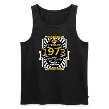 1973 FEBRUARY - Men's Premium Organic Tank Top - black - Front - Michal (187cm)