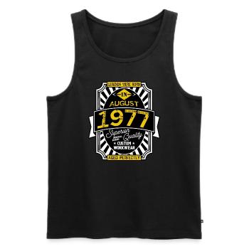 AUGUST 1977 - Männer Premium Bio Tank Top - Schwarz - Vorne - Michal (187cm)