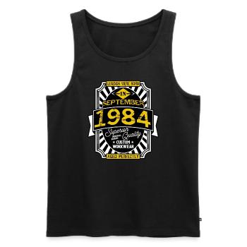 1984 SEPTEMBER - Men's Premium Organic Tank Top - black - Front - Michal (187cm)
