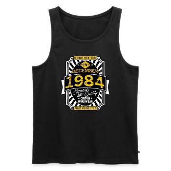1984 DECEMBER - Débardeur bio Premium Homme - noir - Devant - Michal (187cm)