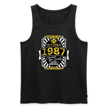 1987 OKTOBER - Männer Premium Bio Tank Top - Schwarz - Vorne - Michal (187cm)
