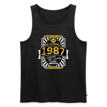 1987 DEZEMBER - Männer Premium Bio Tank Top - Schwarz - Vorne - Michal (187cm)