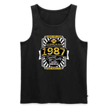 1987 FEBRUAR - Männer Premium Bio Tank Top - Schwarz - Vorne - Michal (187cm)
