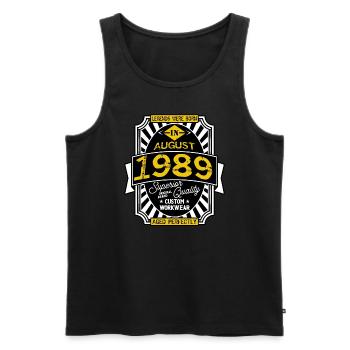 AUGUST 1989 - Männer Premium Bio Tank Top - Schwarz - Vorne - Michal (187cm)