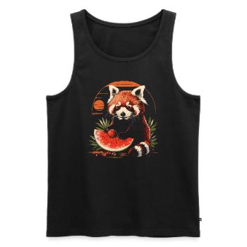 Red Panda Chat Ours Red Panda Pastèque Cool - Débardeur bio Premium Homme - noir - Devant - Michal (187cm)