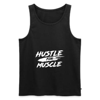 Hustle For Muscle - Dicton d’entraînement physique - Débardeur bio Premium Homme - noir - Devant - Michal (187cm)
