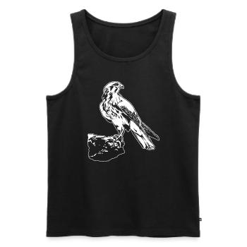Falke Vogel sitzt auf Baum Cool Vogel Liebhaber Geschenk - Männer Premium Bio Tank Top - Schwarz - Vorne - AI Model Male 178 light (178cm)