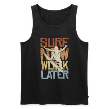 Surfez maintenant travaillez plus tard Wellenreiter Surfer Déclaration - Débardeur bio Premium Homme - noir - Devant - AI Model Male 178 light (178cm)