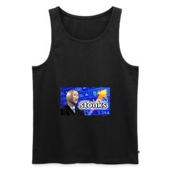 Stonks | Gift Meme Funny Friends Gift Idea - Men's Premium Organic Tank Top - black - Front - Michal (187cm)