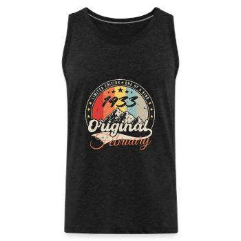 Birthday Gift February 1933 Vintage 91 Years - Men's Premium Organic Tank Top - charcoal grey - Front - Alexander (188cm)