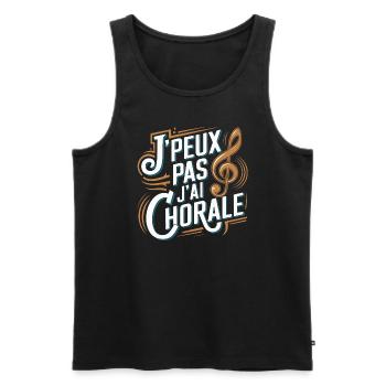 J'peux pas j'ai chorale - Débardeur bio Premium Homme - noir - Devant - Michal (187cm)