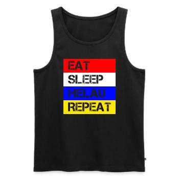 Eat Sleep Helau Repeat | Fastnacht Mainz Feiern - Männer Premium Bio Tank Top - Schwarz - Vorne - AI Model Male 178 light (178cm)