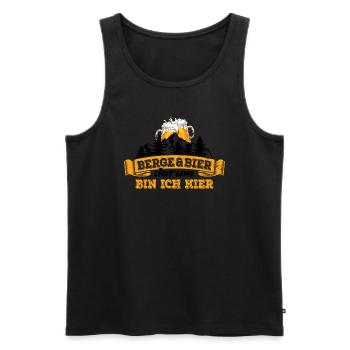 Berge & Bier - darum bin ich hier - Wandern - Männer Premium Bio Tank Top - Schwarz - Vorne - Michal (187cm)