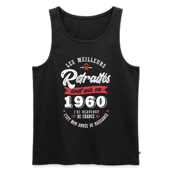 1960 anniversaire retraité né en 1960 - Débardeur bio Premium Homme - noir - Devant - Michal (187cm)