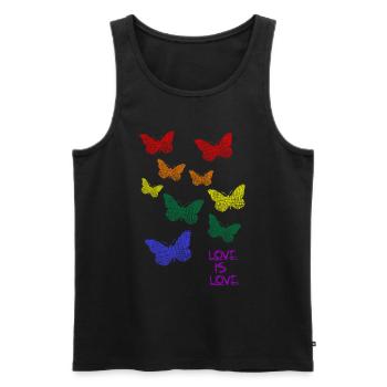Regenbogen Rainbow LGBTQ CSD - Männer Premium Bio Tank Top - Schwarz - Vorne - Michal (187cm)
