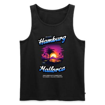 From Hamburg to Mallorca - Blue Text Edition - Men's Premium Organic Tank Top - black - Front - Michal (187cm)