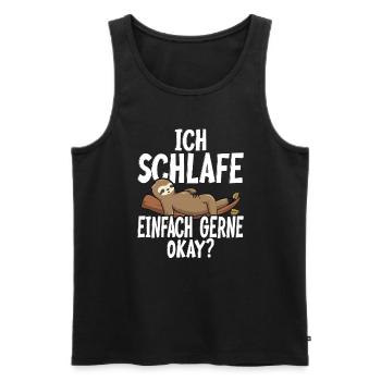 Morgenmuffel Faultier - Männer Premium Bio Tank Top - Schwarz - Vorne - AI Model Male 178 light (178cm)