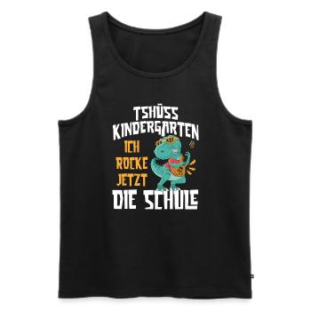 Schulkind 2023 Dino Tshüss Kindergarten - Männer Premium Bio Tank Top - Schwarz - Vorne - Michal (187cm)