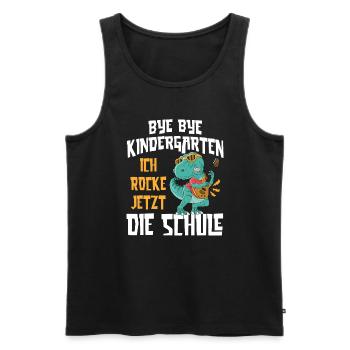 Schulkind 2023 Dino Bye Bye Kindergarten - Männer Premium Bio Tank Top - Schwarz - Vorne - Michal (187cm)