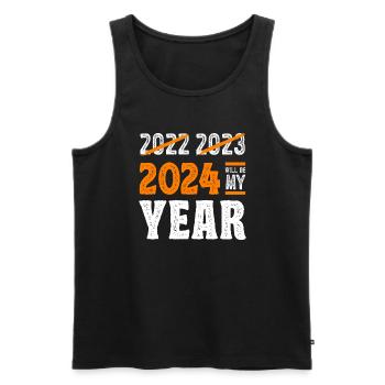 Le réveillon du Nouvel An 2024 sera mon année - Débardeur bio Premium Homme - noir - Devant - Michal (187cm)