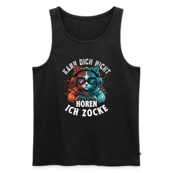 Kann Dich Nicht Hören Ich Zocke Zocker Headset - Männer Premium Bio Tank Top - Schwarz - Vorne - AI Model Male 178 light (178cm)
