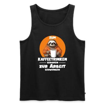 Zum Kaffeetrinken geboren zur Arbeit gezwungen - Männer Premium Bio Tank Top - Schwarz - Vorne - AI Model Male 178 light (178cm)