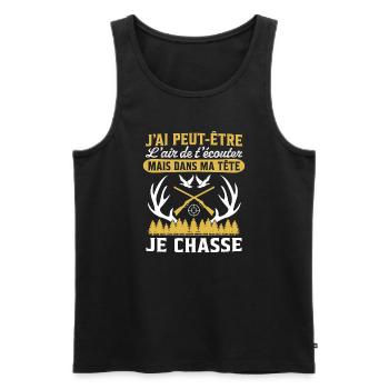 Dans ma tête je chasse - Débardeur bio Premium Homme - noir - Devant - Michal (187cm)