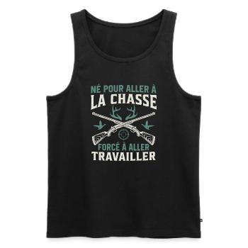 Né pour aller à la chasse Forcé à aller travailler - Débardeur bio Premium Homme - noir - Devant - AI Model Male 178 light (178cm)