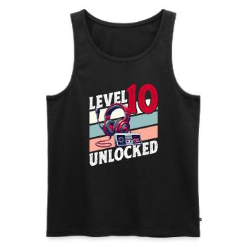 10E ANNIVERSAIRE GARÇON RETRO GAMER NIVEAU DE JEU - Débardeur bio Premium Homme - noir - Devant - Michal (187cm)
