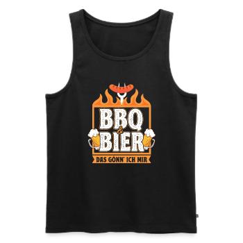 Grillades et bière Grillmeister Grill Saying BBQ - Débardeur bio Premium Homme - noir - Devant - AI Model Male 178 light (178cm)