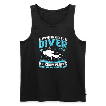 Always Be Nice To A Diver - Débardeur bio Premium Homme - noir - Devant - AI Model Male 178 light (178cm)
