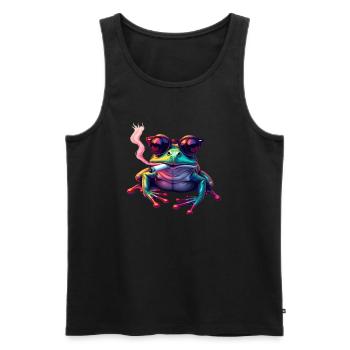 Frog with sunglasses animal motif smoking - Men's Premium Organic Tank Top - black - Front - Michal (187cm)