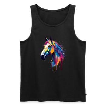 cheval coloré art oeuvre animal motif chevaux - Débardeur bio Premium Homme - noir - Devant - Michal (187cm)