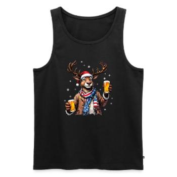 Weihnachten Bier Rudolf das Rentier lustiges Ugly - Männer Premium Bio Tank Top - Schwarz - Vorne - Michal (187cm)