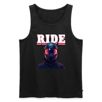 Design de motard cool avec le texte - Débardeur bio Premium Homme - noir - Devant - Michal (187cm)