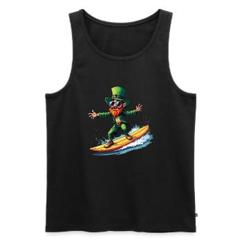 Surf Surfeur Leprechaun Sports Fête de la Saint-Patrick - Débardeur bio Premium Homme - noir - Devant - Michal (187cm)