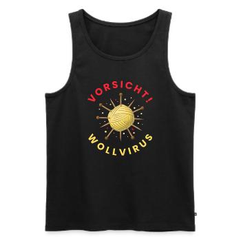 VORSICHT! Wollvirus - Männer Premium Bio Tank Top - Schwarz - Vorne - AI Model Male 178 light (178cm)