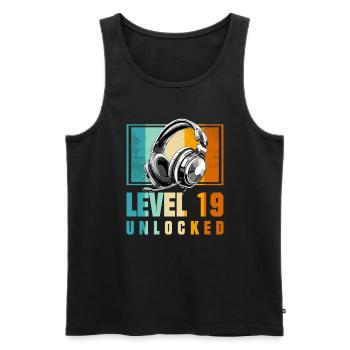 19th Birthday Boy Video Gamer Level 19 Unlocked - Men's Premium Organic Tank Top - black - Front - Michal (187cm)