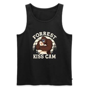Bigfoot et Yeti dans les bois embrassent la caméra plus drôle - Débardeur bio Premium Homme - noir - Devant - Michal (187cm)