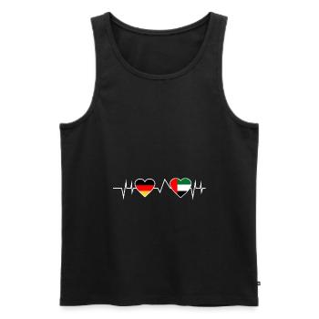 Germany Dubai Heartbeat Gift - Men's Premium Organic Tank Top - black - Front - AI Model Male 178 light (178cm)