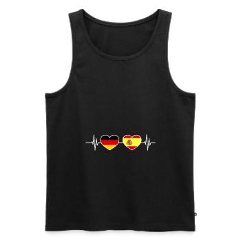 Herzschlag Deutschland Spanien - Männer Premium Bio Tank Top - Schwarz - Vorne - Michal (187cm)