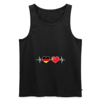 Heartbeat Germany Turkey - Men's Premium Organic Tank Top - black - Front - AI Model Male 178 light (178cm)