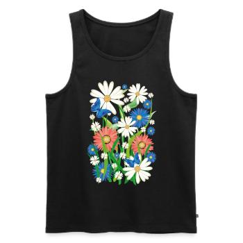 24 Flowers Butterflies Summer Meadow - Men's Premium Organic Tank Top - black - Front - AI Model Male 178 light (178cm)