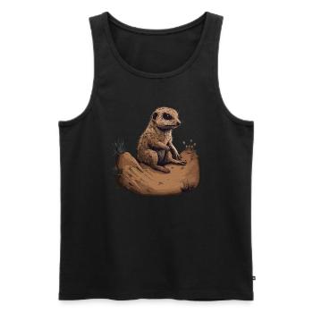 Suricate bébé mangouste Afrique - Débardeur bio Premium Homme - noir - Devant - Michal (187cm)