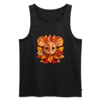 Süße Maus aus Herbst Blättern bunt - Männer Premium Bio Tank Top - Schwarz - Vorne - Michal (187cm)